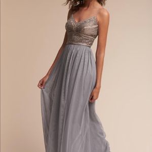 BHLDN Adrianna Papell Aida - Gray bridesmaid dress
